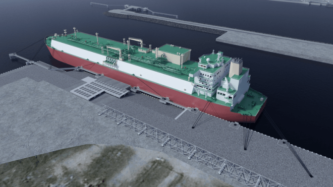 Le futur LNG Berth Marine Structure, 2e projet maritime de Besix au Canda.